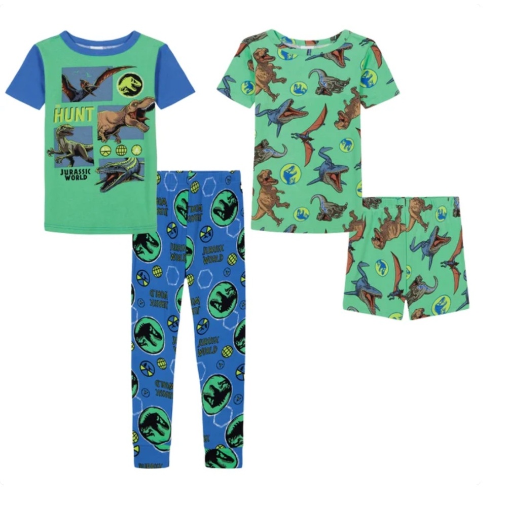 NTW  New Jurassic World 4 Piece Pajama Set Boys Kids Disney Gift